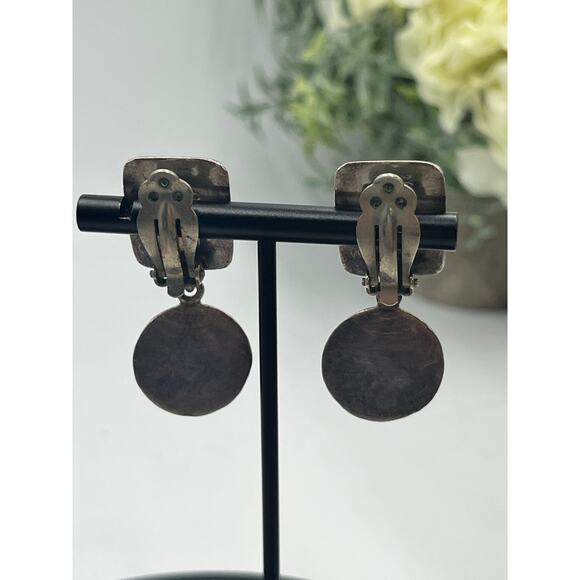 MEXICO Stamped Sterling Vintage 925 Silver Dangle Inlay Black Onyx Clip
Earrings - Picture 4 of 10